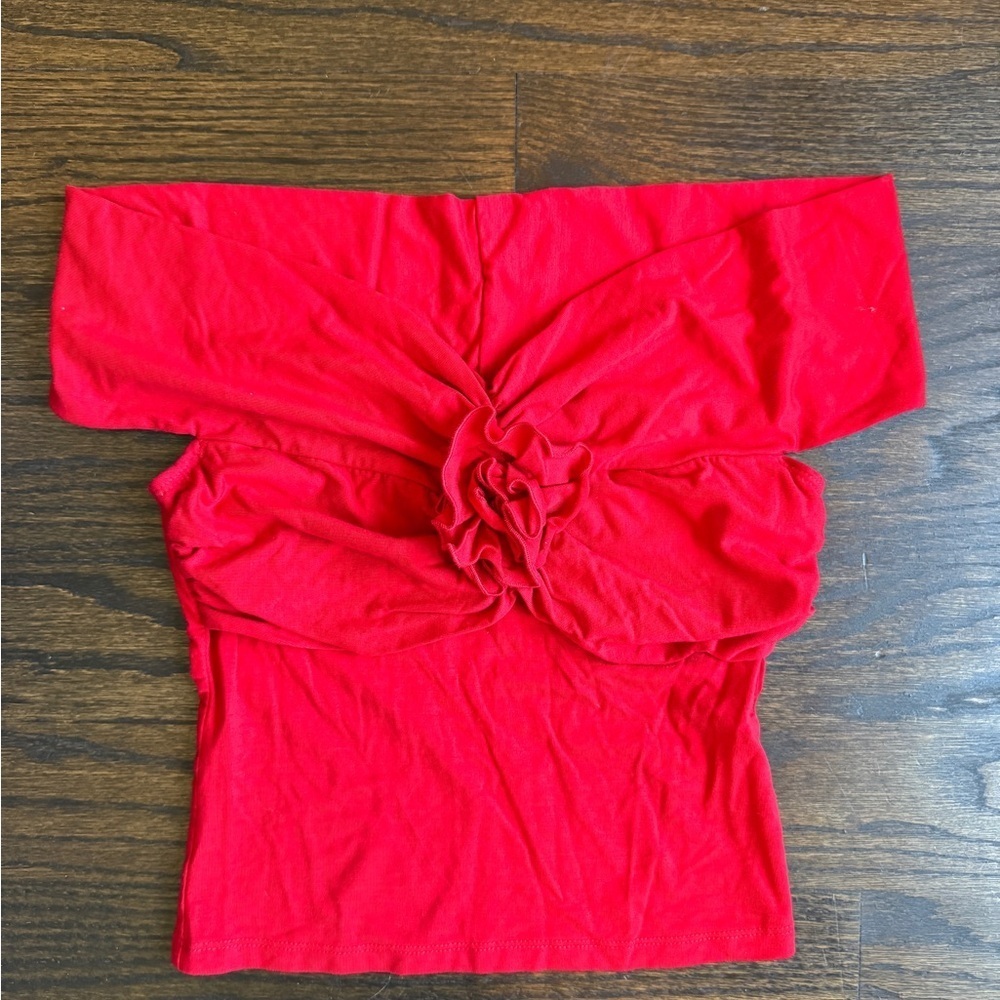 Reformation Elegant Red Off-Shoulder Top - Picture 2 of 4
